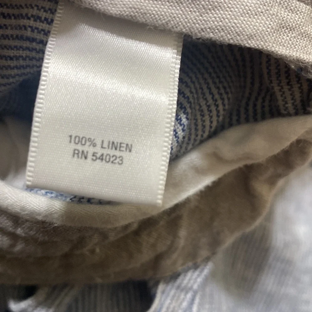 Banana Republic blue and white striped linen wide leg pants size 6